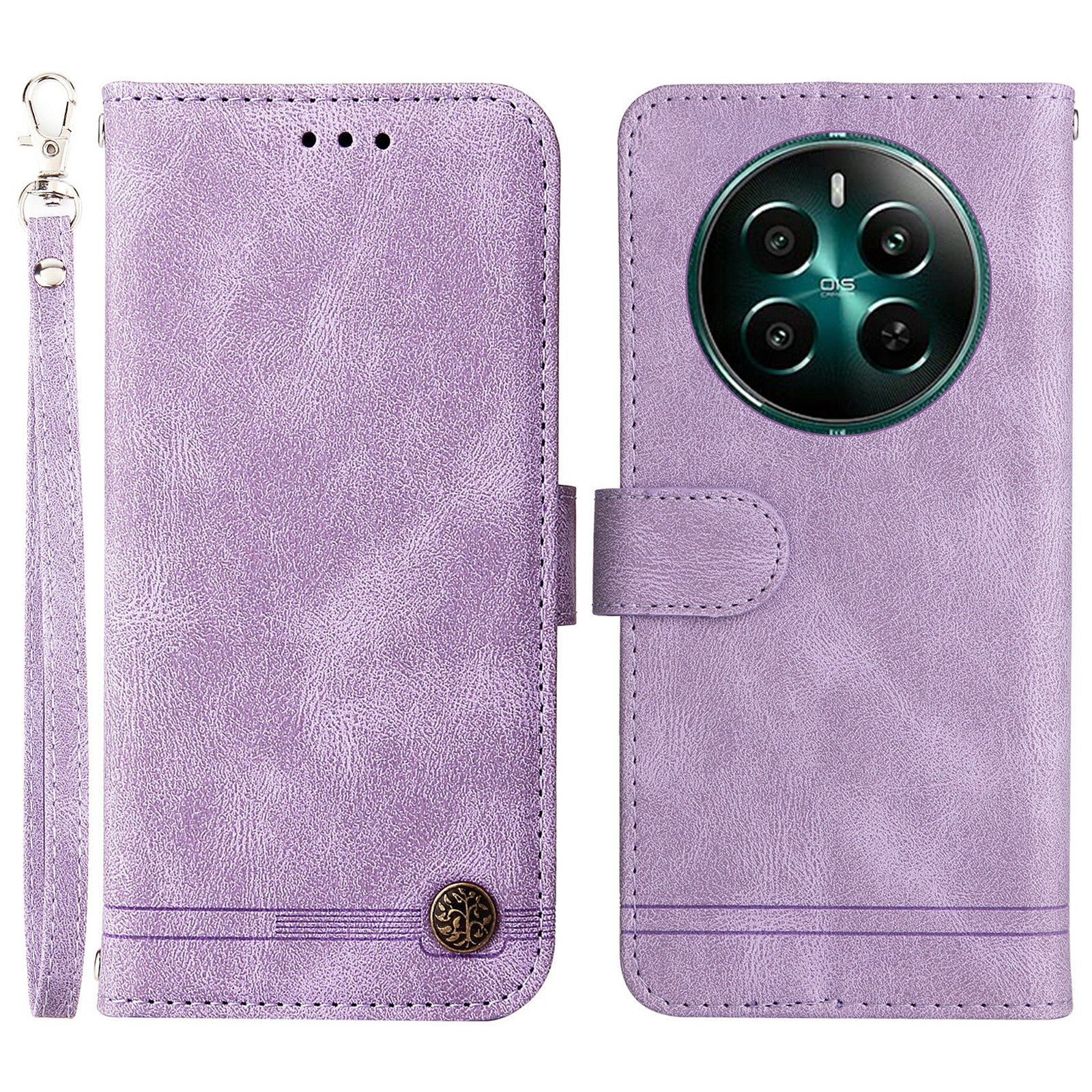 For Realme 12+ 5G Case Hardware Tree Decor Leather Wallet Phone Cover For Realme 12+ 5G Case Hardware Tree Decor Leather Wallet Phone Cover